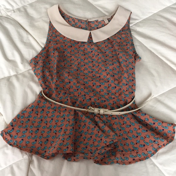 Monteau Tops - Monteau elephant blouse with white matching belt